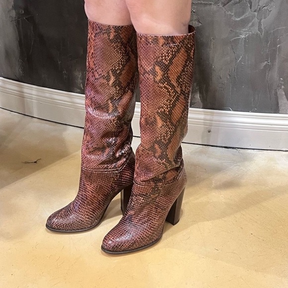 By Malene Birger Brown Heeled Boots Snakeskin Pattern - Picture 6 of 6